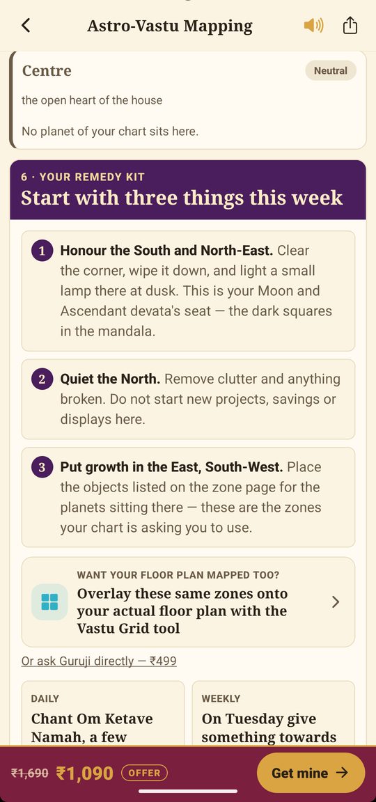 Your remedy kit — screen from the MahaJyotish app