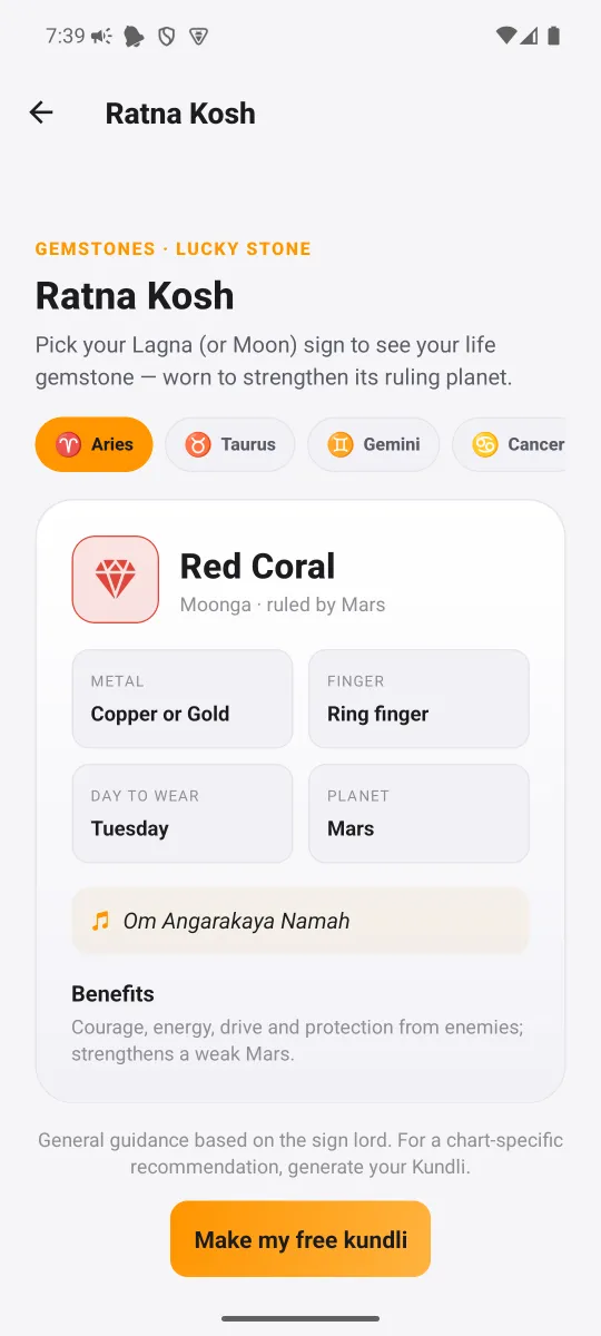 Ratna Kosh — The stone for each sign