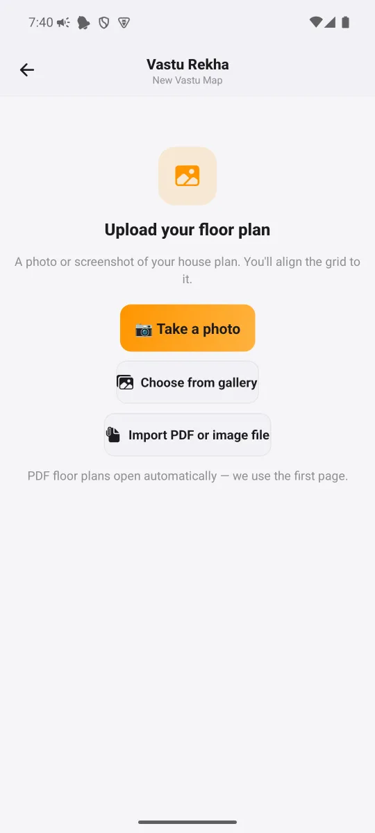 Vastu Grid — Add a photo or PDF of your plan