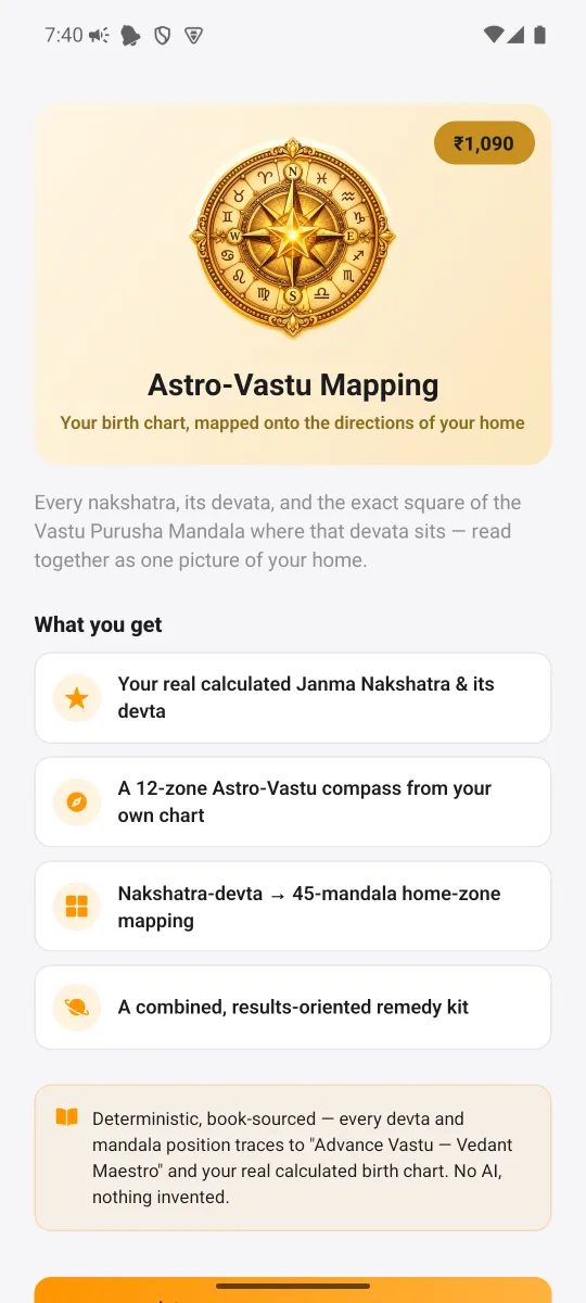 MahaJyotish app — Astro-Vastu Mapping