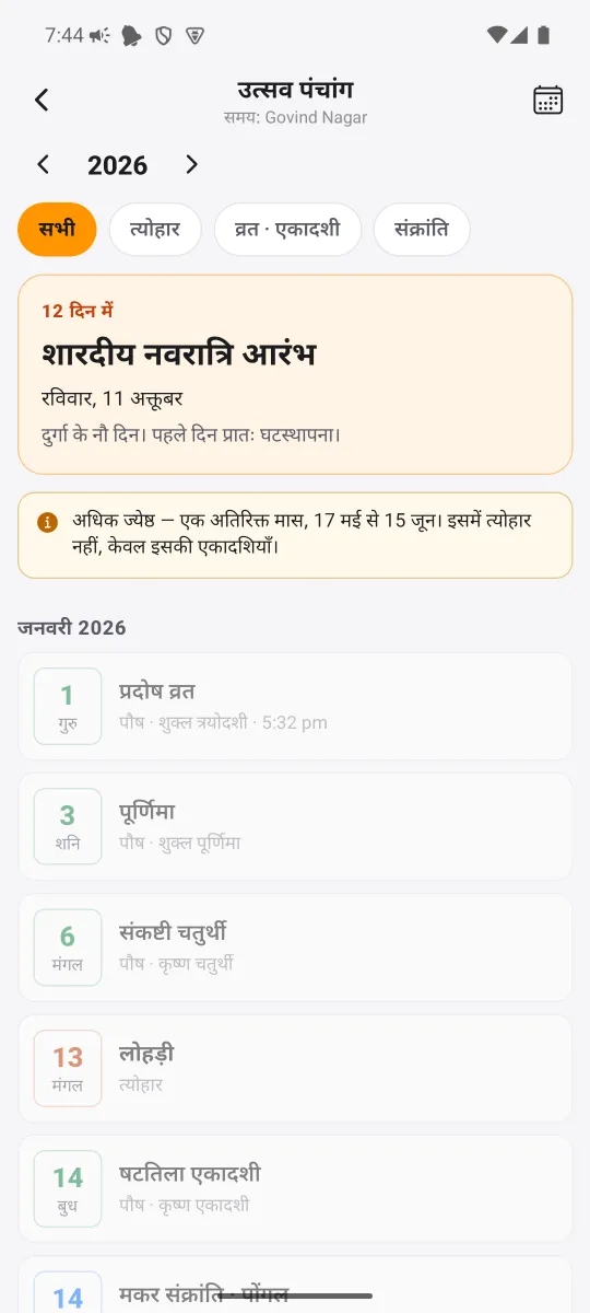 MahaJyotish ऐप — उत्सव पंचांग