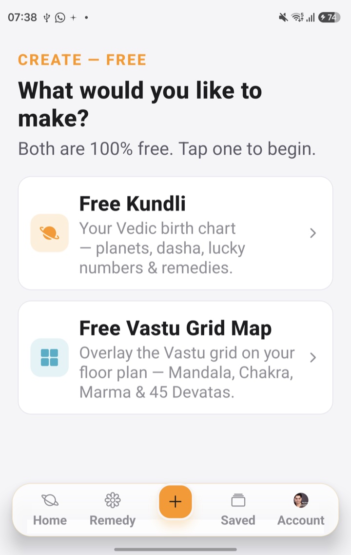 Choose Free Kundli or Free Vastu Grid Map in the app