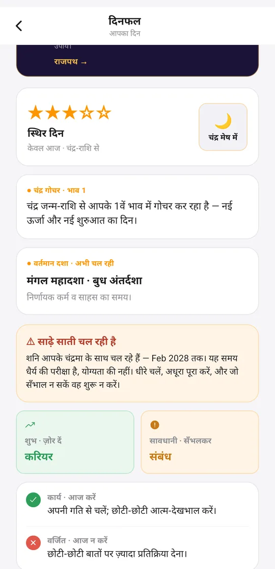 दिनफल — आज का दिन: तारे, क्या करें, क्या न करें।